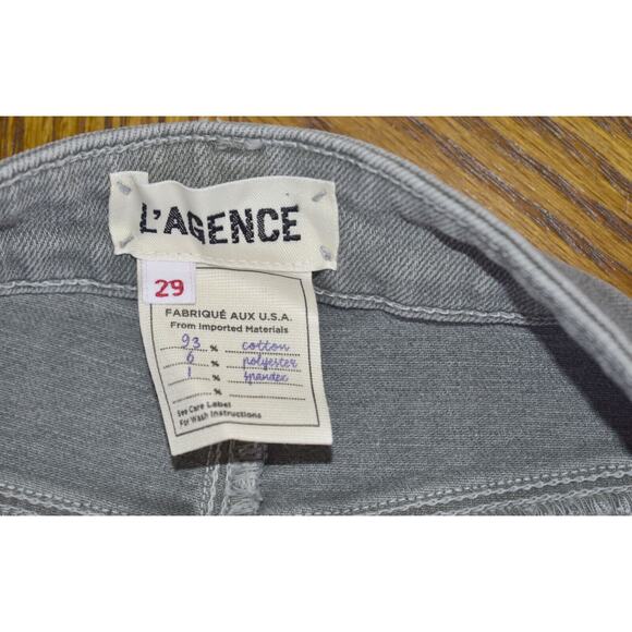 B0 NEW L'AGENCE Light Gray Distressed High Rise Skinny Jeans Size 29 - Picture 6 of 7